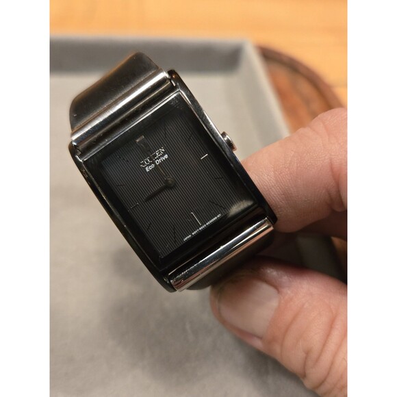 Citizen Eco Drive Watch Men's B023-S036577 Black Leather Strap Working - Picture 8 of 10